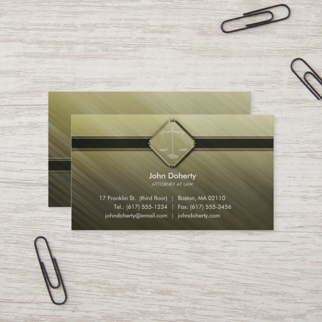 Carte De Visite Vert de l'AVOCAT | (Devant/Arrière en situation)
