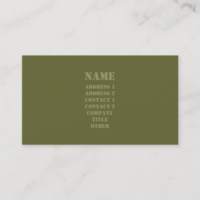 Carte de visite vert de monogramme de pochoir (Devant)