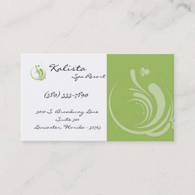 Carte de visite vert de retraite de station (Devant)