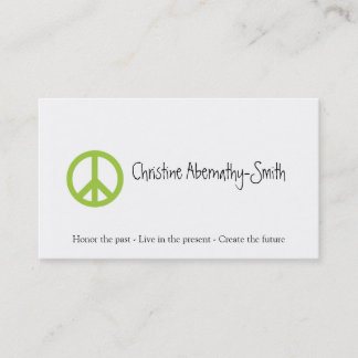 Carte de visite vert de symbole de paix