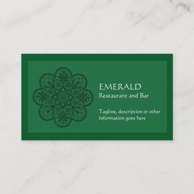 Carte de visite vert d'ornement (Devant)