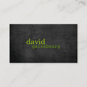 Carte de visite vert en bois noir de typographie