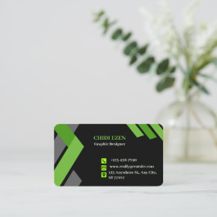 Carte De Visite Vert et Blanc Minimaliste Moderne