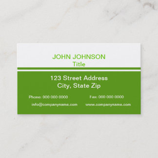 Carte de visite vert et blanc simple
