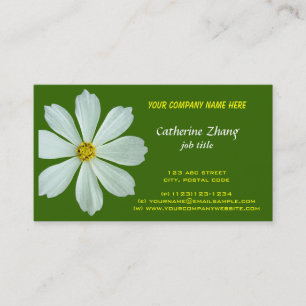 carte de visite vert fleur blanc