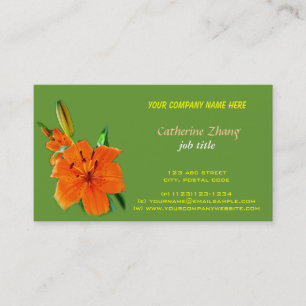 carte de visite vert fleur de lys orange
