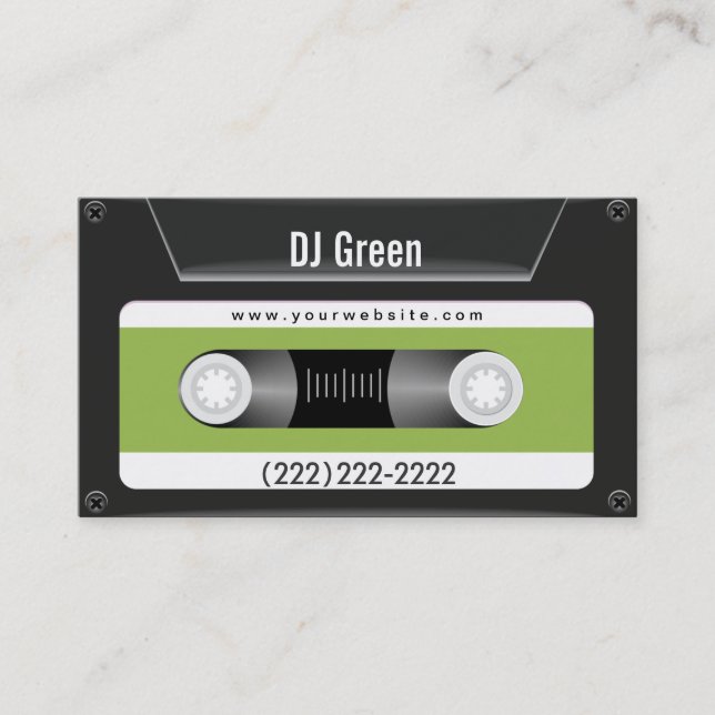 Carte de visite (vert) foncé du DJ de musique (Devant)