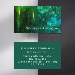 Carte De Visite Vert foncé Élégant Abstrait Designer intérieur