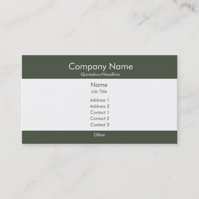 Carte De Visite Vert-foncé et blanc de base (Devant)