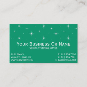 Carte De Visite Vert Jade & Étoiles Brillantes. Nom / Entreprise