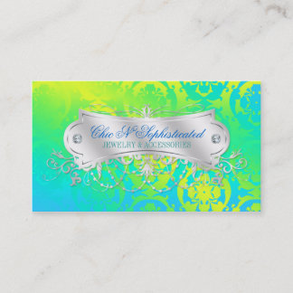 Carte De Visite Vert jaune turquoise de rayon de soleil de remous