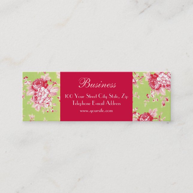 Carte de visite vert maigre 2 de roses chics (Devant)