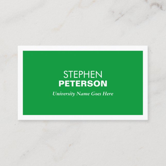 CARTE DE VISITE VERT MODERNE POUR ÉTUDIANTS DE COL (Devant)