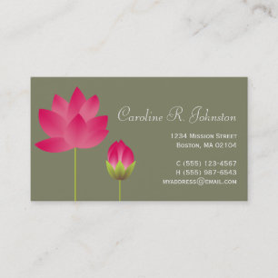 Carte De Visite Vert moderne rose rouge de thé de fleur de lotus