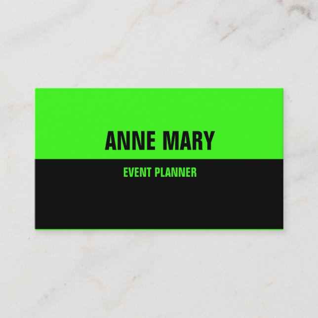Carte De Visite Vert néon Couleur claire couleur personnalisée dou (Devant)