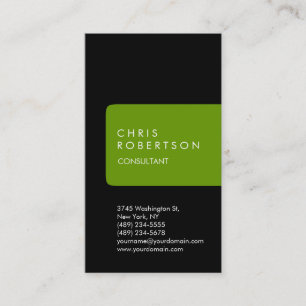 Carte de visite vert noir unique vertical de