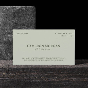 Carte De Visite Vert olive De Base Professionnel