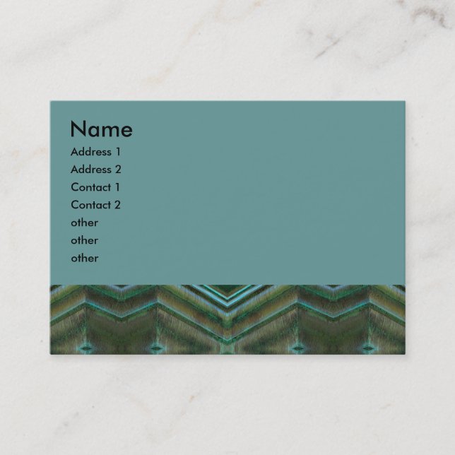 Carte De Visite Vert olive et motif turquoise (Devant)