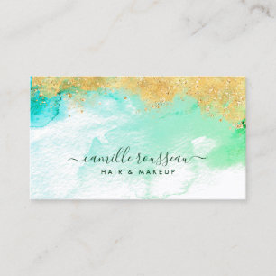 Carte De Visite Vert or Aquarelle moderne
