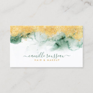 Carte De Visite Vert or Aquarelle moderne