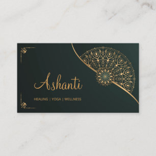 Carte De Visite Vert or Mandala Elégant moderne