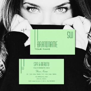Carte De Visite Vert pastel clair avec chic Monogramme professionn