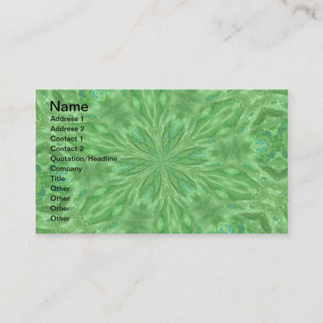 Carte de visite vert Peacock (Devant)