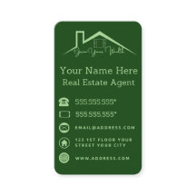 Carte de visite Vert Pour Agents Immobiliers