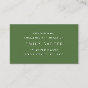 Carte De Visite Vert professionnel minimaliste classique