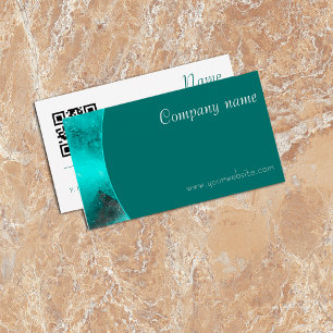 Carte de visite vert profond QR abstrait minimalis