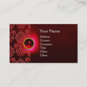 Carte De Visite Vert rouge de Bourgogne de DAMASSÉ de MONOGRAMME