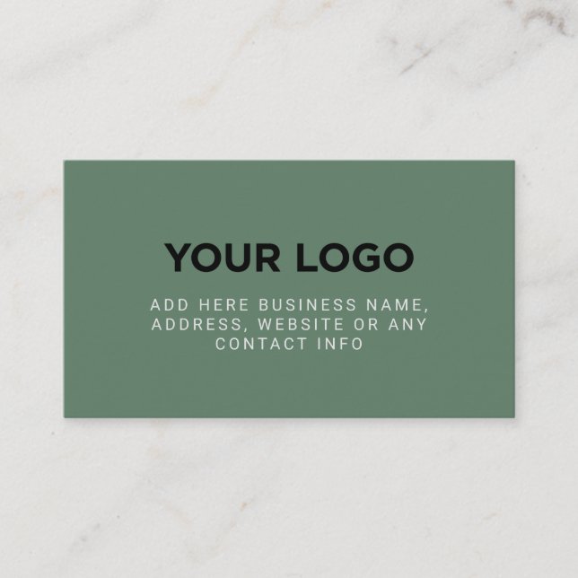 Carte De Visite Vert sage | Logo Simple Entreprise (Devant)