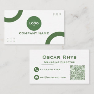 Carte de visite vert sauge et blanc minimaliste mo