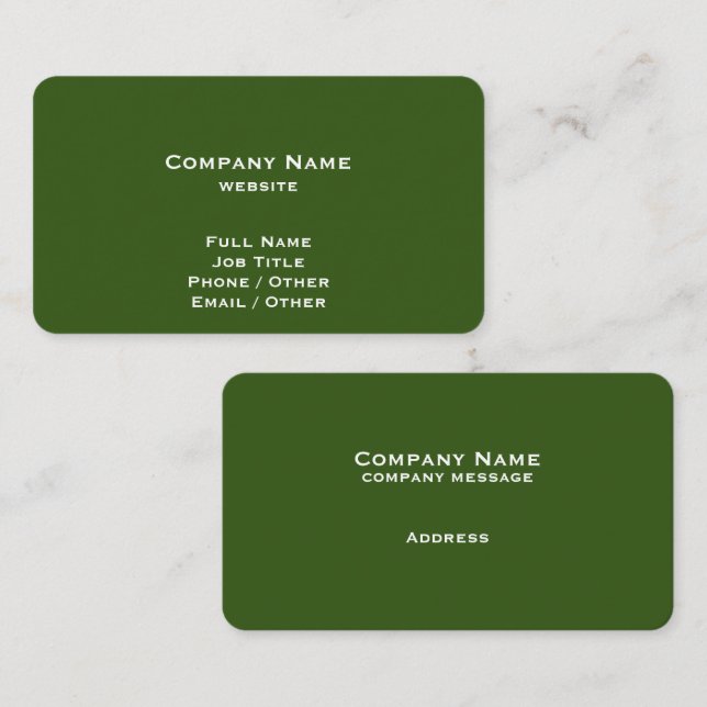 Carte de visite vert simple (Devant / Derrière)
