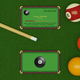 Carte de visite vert table de billard