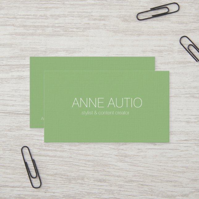 Carte de visite vert terreux simple (Devant/Arrière en situation)