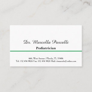 Carte de visite verte de pédiatre