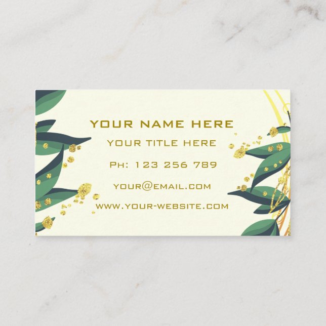 Carte De Visite Verte Feuille Gold Wreath Frame Moderne Profession (Dos)