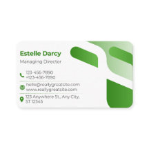 Carte de visite verte minimaliste moderne | Profes