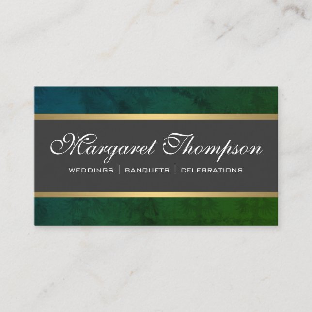 Carte De Visite Verte Texture Motif Gold Trim (Devant)