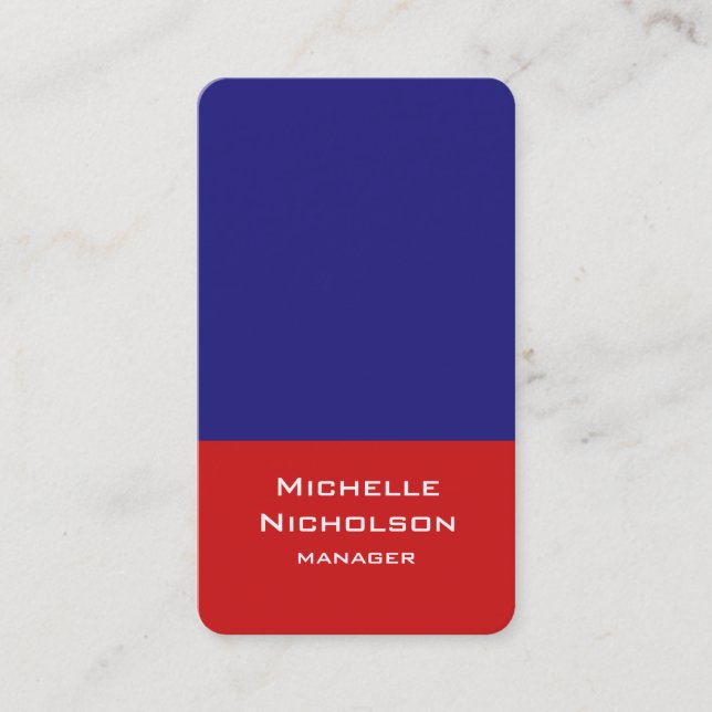 Carte De Visite Vertical Artistique Rouge Bleu Design unique (Devant)