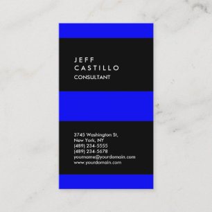 Carte De Visite Vertical Bleu Noir rayé tendance
