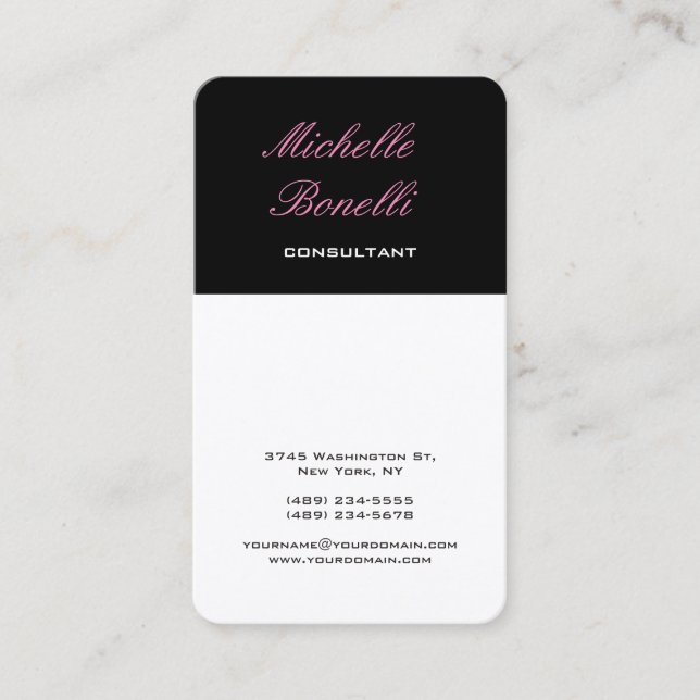 Carte De Visite Vertical Classic féminin élégant tendance (Devant)