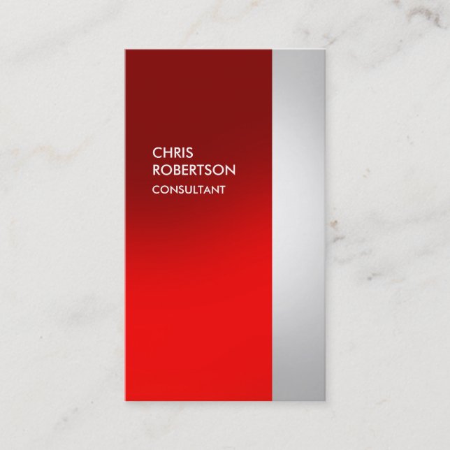 Carte de visite Vertical Coloré Gris Rouge (Devant)