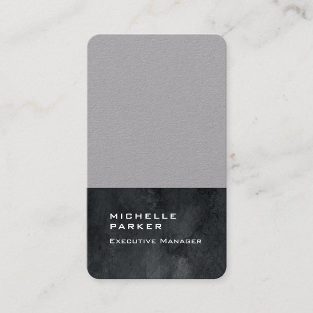 Carte De Visite Vertical élégant moderne gris clair noir (Devant)