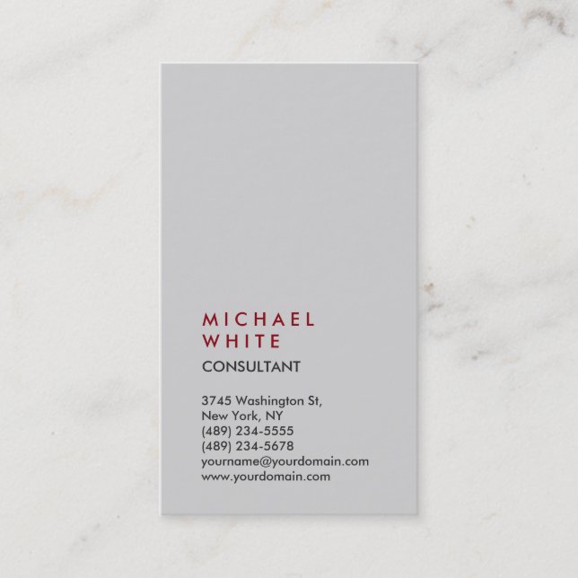 Carte De Visite Vertical Grey Professionnel tendance (Devant)