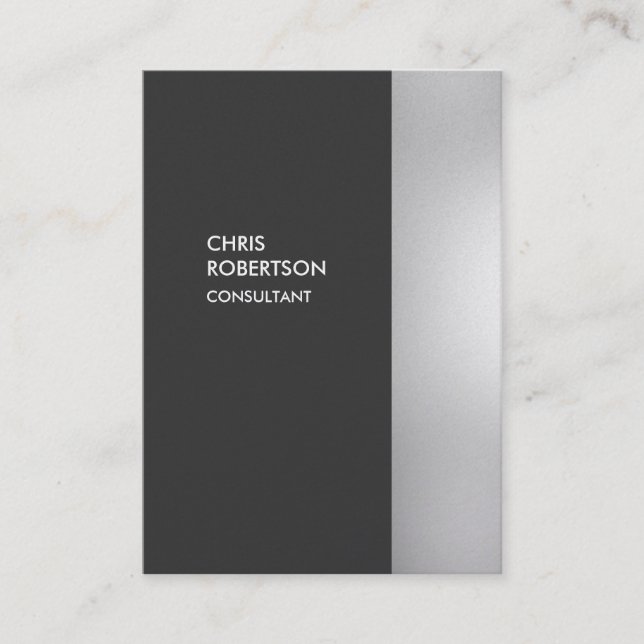 Carte de visite vertical gris élégant Chubby (Devant)