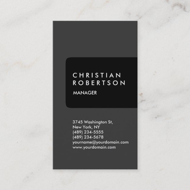 Carte de visite vertical gris noir (Devant)