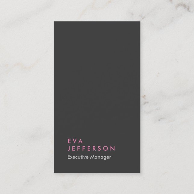 Carte De Visite Vertical gris rose girly professionnel (Devant)