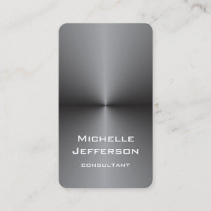 Carte De Visite Vertical Métallic gris argent élégant tendance